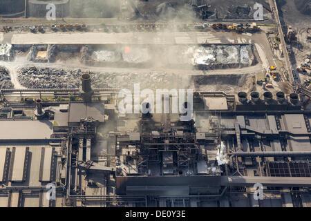 Vista aerea, Krupp Mannesmann GmbH stabilimento metallurgico, acciaierie, forno a coke fumo, Duisburg, la zona della Ruhr Foto Stock