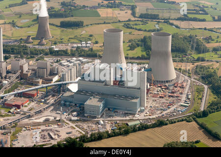 Vista aerea, RWE Power, Kraftwerk Westfalen Power Plant, Hamm-Uentrop, regione della Ruhr, Renania settentrionale-Vestfalia Foto Stock