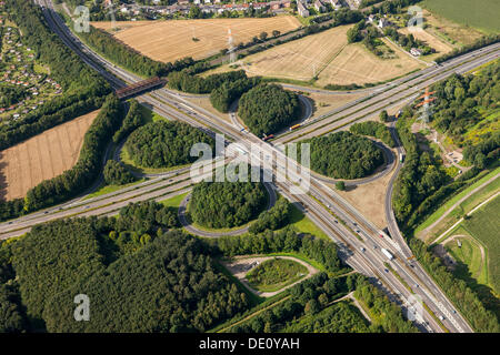 Vista aerea, Dortmund Hafen autostrada intersezione, Dortmund, la zona della Ruhr, Renania settentrionale-Vestfalia Foto Stock