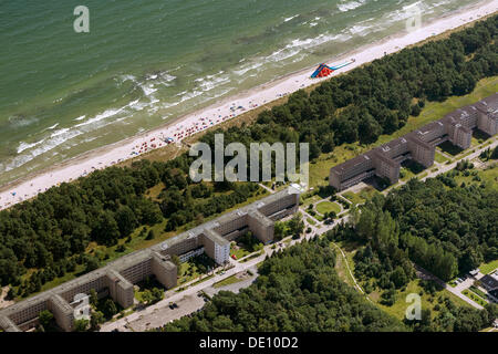 Vista aerea, KdF Bad Prora beach resort, Kraft durch Freude, Tedesco per la forza attraverso la gioia, ex resort della Nazionale Foto Stock