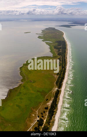 Vista aerea, a sud di Hiddensee Isola, riserve naturali di Gellen e Gaensewerder Foto Stock