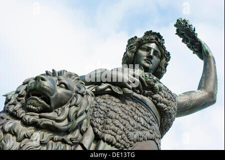 La Baviera, statua da Ferdinand von Miller, nella parte anteriore della Ruhmeshalle, Hall of Fame Foto Stock