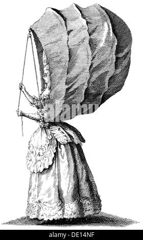 Moda, 18 ° secolo, pannier per la protezione dei capelli, disegno, 1778, diritti aggiuntivi-clearences-non disponibile Foto Stock