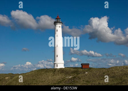 Faro in Nørre Lyngvig, Hvide Sande, nello Jutland, Danimarca, Europa Foto Stock