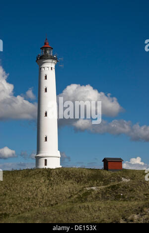Faro in Nørre Lyngvig, Hvide Sande, nello Jutland, Danimarca, Europa Foto Stock