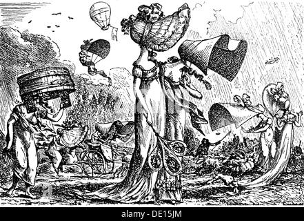 Moda, 19 ° secolo, abbigliamento donna del periodo Impero, disegno di Carl Haller von Hallerstein (1774 - 1817), circa 1810, Additional-Rights-Clearences-non disponibile Foto Stock