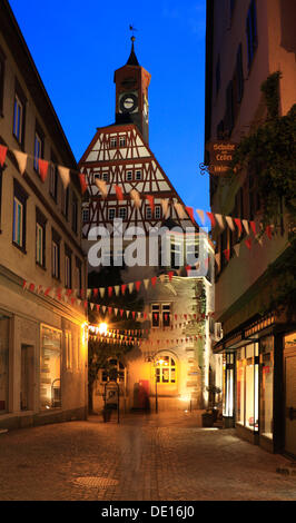 Marktstraße street, nel retro del vecchio municipio, della biblioteca pubblica oggi, Oehringen, Hohenlohe, Baden-Wuerttemberg Foto Stock