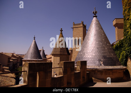 Torri del Palazzo Reale di Navarra di kings di Olite (Navarra, Spagna) Foto Stock