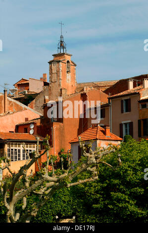 Villaggio di Roussillon, etichettati Les Plus Beaux Villages de France, i più bei villaggi di Francia, Luberon, Provenza Foto Stock