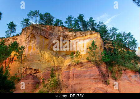 Rocce color ocra, Conservatorio di ocre e pigmenti applicati in Roussillon, ocra trail, cave di ocra, Luberon, Provenza, Vaucluse Foto Stock