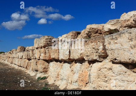 Cipro, Kourion, assiro Ku-ri-ho, antica greca, latina, curio, storico antico sito, vecchio stadio parete Foto Stock