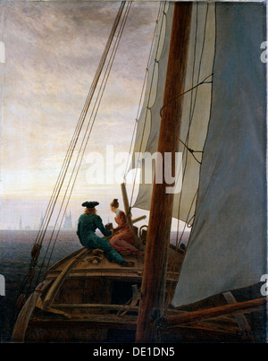 "A bordo di una nave a vela", tra il 1818 e il 1820. Artista: Caspar David Friedrich Foto Stock