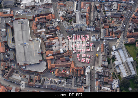 Fotografia aerea di Newark-on-Trent town center market sqaure Foto Stock