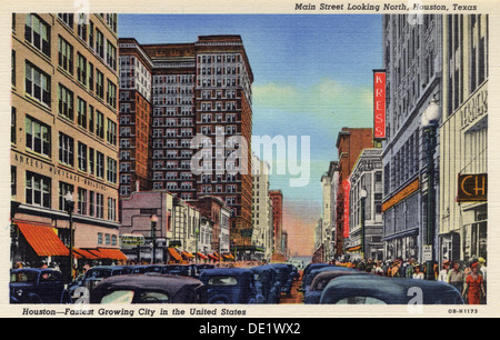 Main Street, Houston, Texas, Stati Uniti d'America, 1940. Artista: sconosciuto Foto Stock