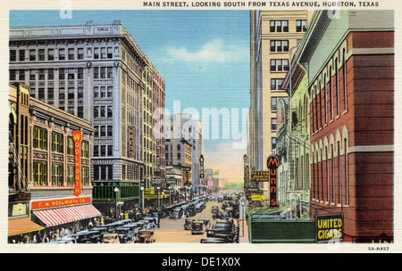 Main Street, Houston, Texas, Stati Uniti d'America, 1935. Artista: sconosciuto Foto Stock