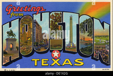 "Saluti da Houston, Texas', cartolina, 1936. Artista: sconosciuto Foto Stock