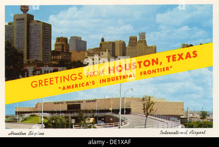 "Saluti da Houston, Texas, "dell'America di frontiera industriale", cartolina, 1958. Artista: sconosciuto Foto Stock