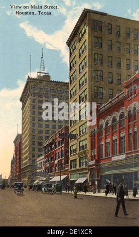 Vista sulla strada principale, Houston, Texas, Stati Uniti d'America, 1918. Artista: sconosciuto Foto Stock