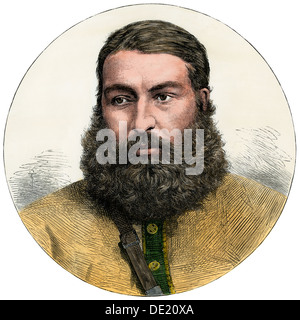 Abd-ur-Rahman Khan, emiro di Kabul e dominatore di Afghanistan, 1800s. Colorate a mano la xilografia Foto Stock