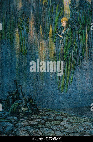 Pastori raccontata da un angelo della nascita di Gesù. Litografia a colori di un'immagine Foto Stock