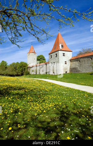 Città antica parete, Berching, Alto Palatinato, Bavaria Foto Stock