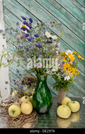 Ancora la vita di due mazzi e bianco trasparente mele Foto Stock