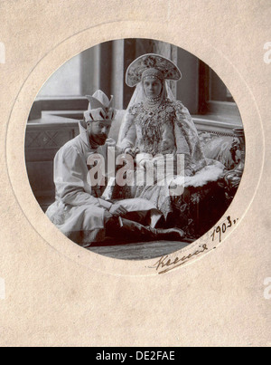 Il Granduca Alessandro Mikhailovich e la Granduchessa Xenia Alexandrovna della Russia, 1903. Artista: Charles Bergamasco Foto Stock