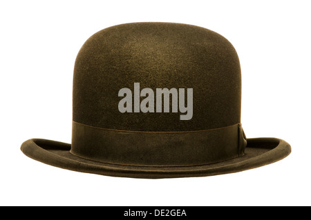 Un nero derby o cappello bowler isolata contro uno sfondo bianco Foto Stock