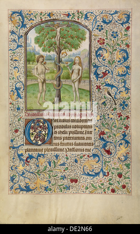 Adamo ed Eva mangia il frutto proibito; Willem Vrelant, fiammingo, morì 1481, attivo 1454 - 1481
