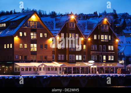 Porto di Tromso in inverno, Norvegia, europa Foto Stock