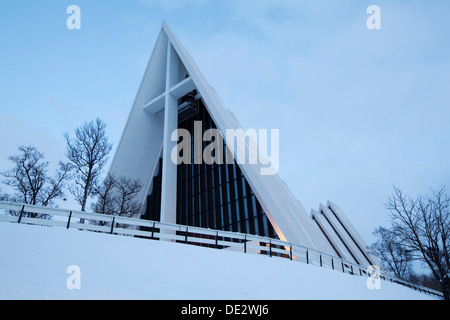 Cattedrale Artica o tromsdalen kirke chiesa, in inverno, Tromso, Norvegia, europa Foto Stock