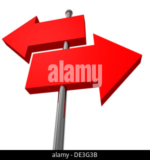 Perni di spinta freccia isolati su sfondo bianco Foto Stock