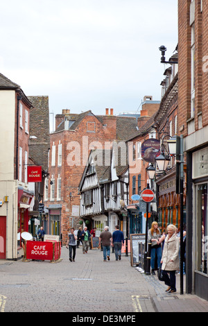 Architettura storica nella zona pedonale Friar Street, Worcester, England, Regno Unito Foto Stock