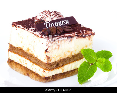 Deliziosi dessert Tiramisu con polvere di cacao sulla parte superiore Foto Stock