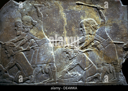 Ashurbanipal nella battaglia di Til-Tuba, 650-620 A.C. Artista: arte assira Foto Stock