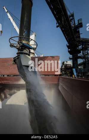 Lo zucchero viene caricato a bordo di una nave per le esportazioni verso la Cina , Santos porta , SANTOS, Brasile venerdì 5 luglio , 2013 Foto Stock