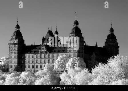 Schloss Johannisburg Castle sulle rive dei principali, Aschaffenburg, Hesse Foto Stock