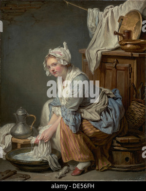 La lavandaia (La Blanchisseuse); Jean-Baptiste Greuze, francese, 1725 - 1805; Francia, Europa; 1761; Olio su tela Foto Stock