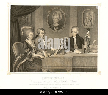 La famiglia Mozart. Artista: Croce, Johann Nepomuk, della (1736-1819) Foto Stock