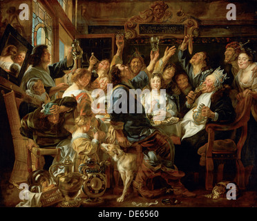 La Festa del fagiolo re, 1640-1645 ca. Artista: Jordaens Jacob (1593-1678) Foto Stock