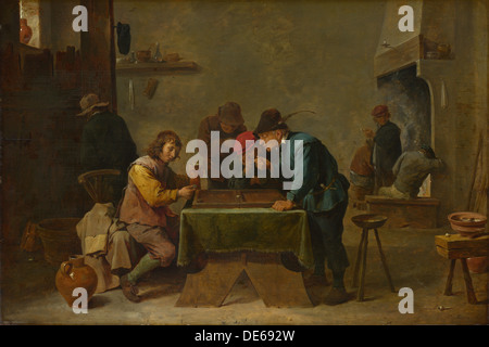 I giocatori del backgammon, c. 1645. Artista: Teniers, David, il Giovane (1610-1690) Foto Stock