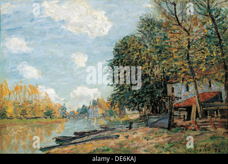 Moret. Le rive del fiume Loing, 1885. Artista: Sisley, Alfred (1839-1899) Foto Stock