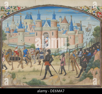 L assedio del pneumatico, 1124. Miniatura di Historia da Guglielmo di pneumatico, 1460s. Artista: Anonimo Foto Stock