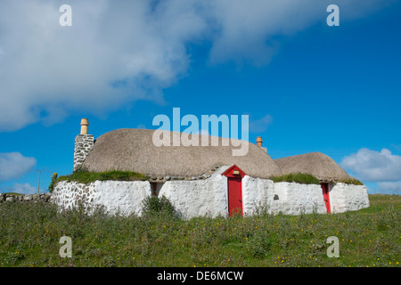La Scozia, Argyll & Bute, Ebridi Interne, Tiree, tradizionale nero della casa, una delle poche rimanenti sull'isola Foto Stock
