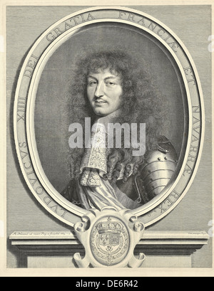 Luigi XIV Re di Francia (1638-1715), 1664. Artista: Nanteuil, Robert (1623-1678) Foto Stock