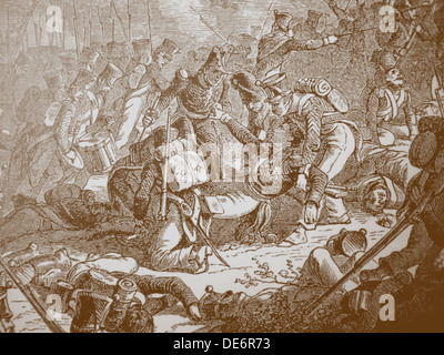 La morte del generale Gudin alla battaglia di valutino, 1.830 s. Artista: Philippoteaux Henri Félix Emmanuel (1815-1884) Foto Stock