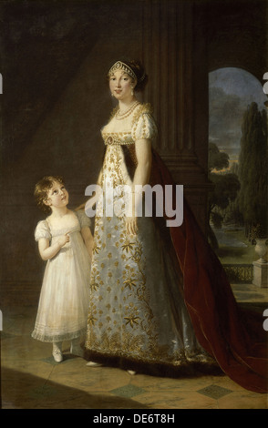 Ritratto di Carolina Bonaparte (1782-1839), regina di Napoli e di Sicilia, con la figlia Letizia, 1807. Artista: Vigée-Lebrun, Marie Louise Elisabet Foto Stock