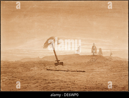 Paesaggio con tombe, ca 1836. Artista: Friedrich Caspar David (1774-1840) Foto Stock