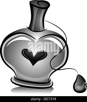 Illustrazione della bottiglia di profumo con sfera Spray in bianco e nero Foto Stock