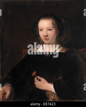 Giovane donna con un garofano, 1656. Artista: Rembrandt van Rhijn, (Scuola) Foto Stock